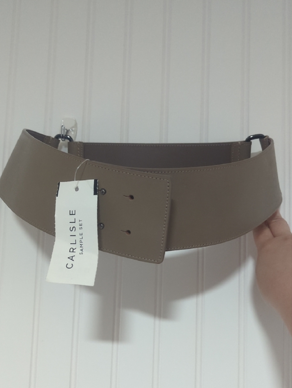 Carlisle Taupe Wide Leather Fashion Belt